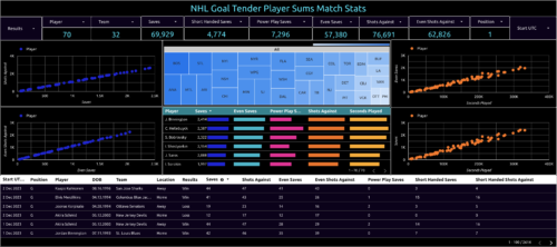 nhl goal tender player sums match stats